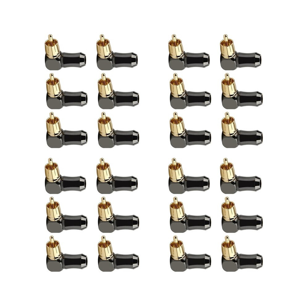 24Pcs Rca Connector Audio Plug Male 90 Degree Right Angle Elbow Speaker Terminal Conector For Soldering Video Cable 4713774075926