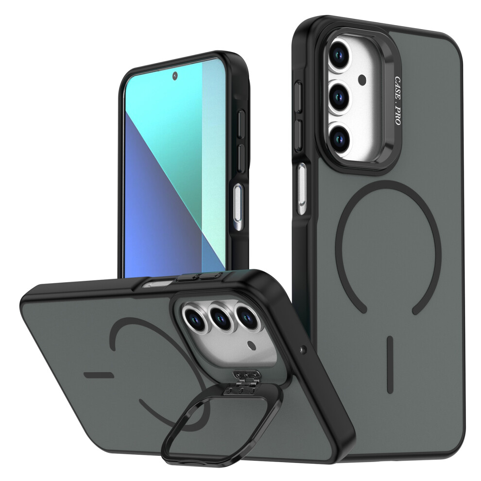 (Black) For Samsung Galaxy A05s 4G Case Skin-Touch Pc + Tpu Magnetic Phone Cover With Lens Frame Kickstand Black 6914293428264