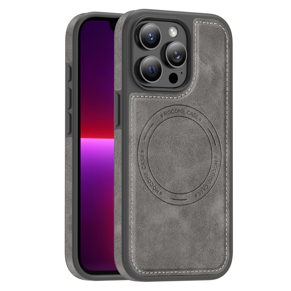 (Titanium ) For Iphone 13 Pro Case Compatible With Magsafe Leather Back Phone Cover Grey 6914295653978