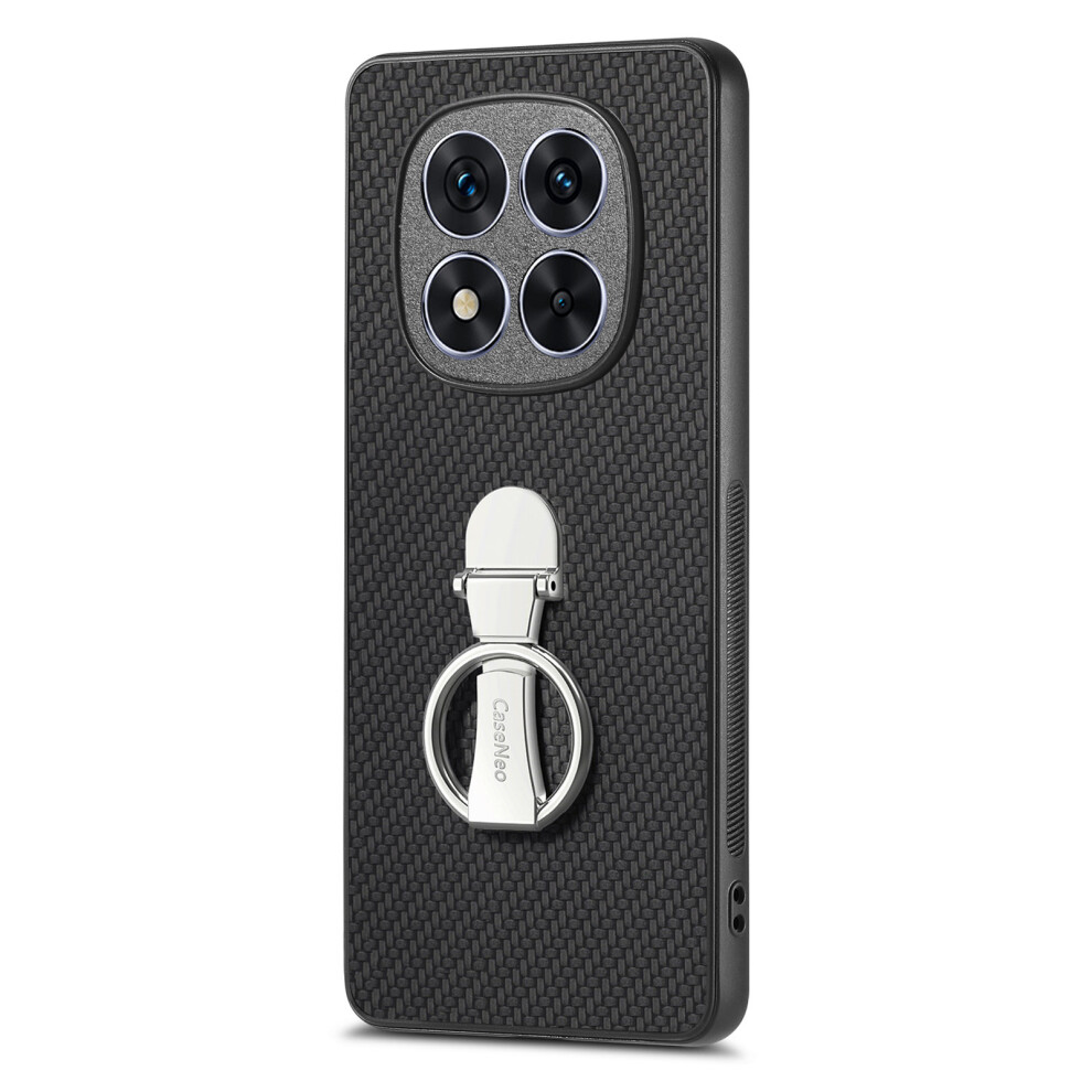 (Black) C1-19 For Xiaomi Redmi Note 15 Pro+ 5G (Global) Case Folding Kickstand Leather Back Cover Carbon Fiber Texture Black 6914298011799