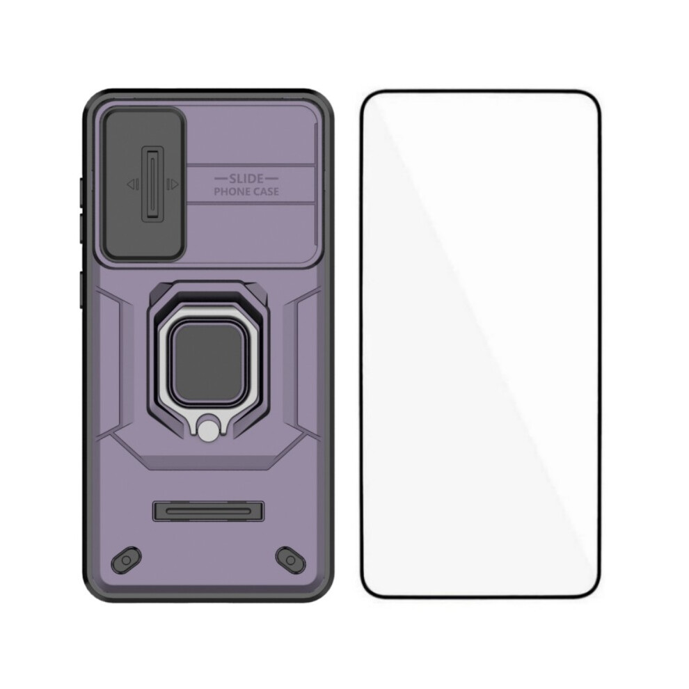 (Purple) Wanlonfeng For Samsung Galaxy S25 Edge Case Zdx Series Pc Tpu Kickstand Phone Back Case With Lens Cover + Tempered Glas Purple 6914297541747