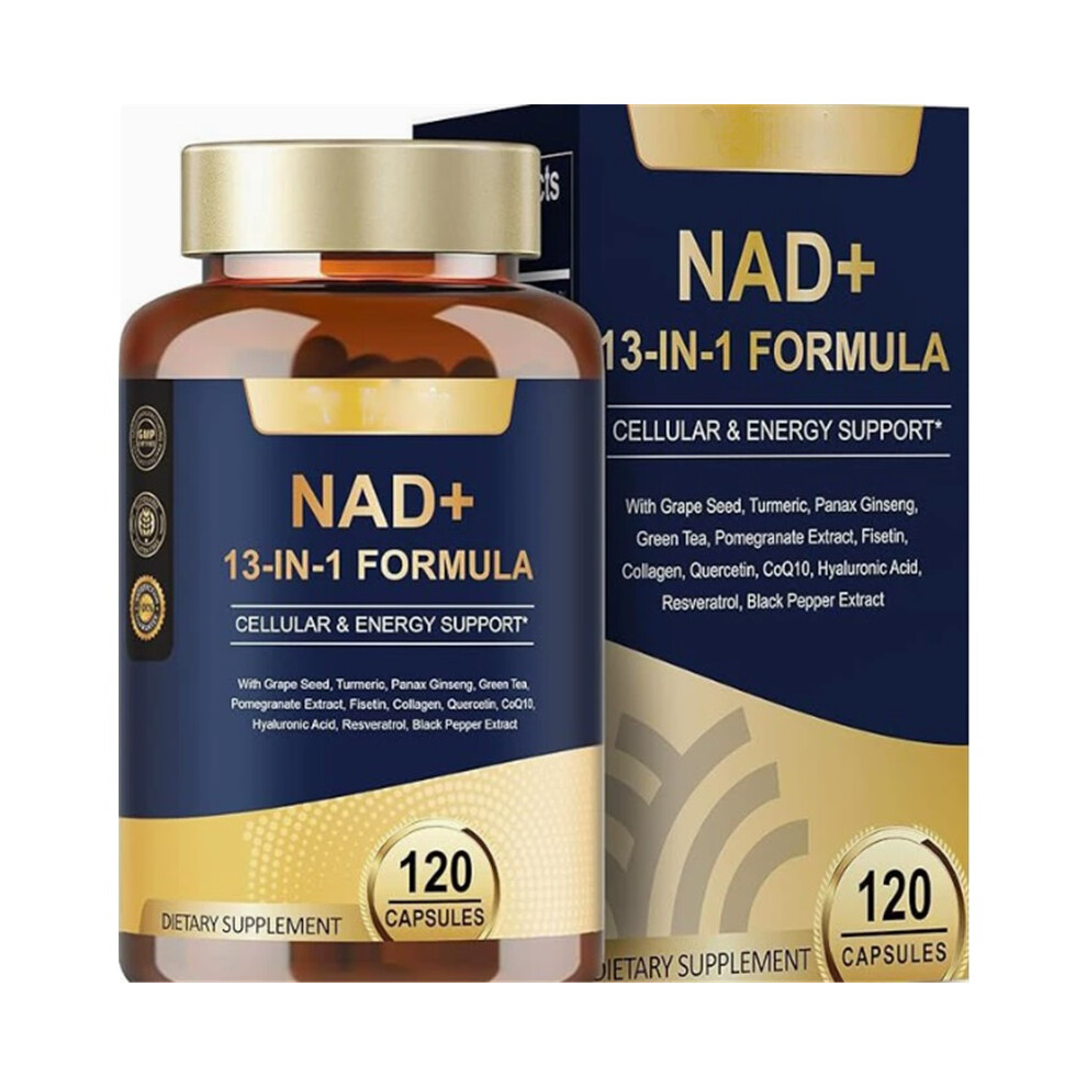 (120 Count (Pack of 2)) NAD Supplement with nicotinamide riboside resveratrol,Quercetin, Betaine for Anti Aging, Energy, Immune 120 Capsules