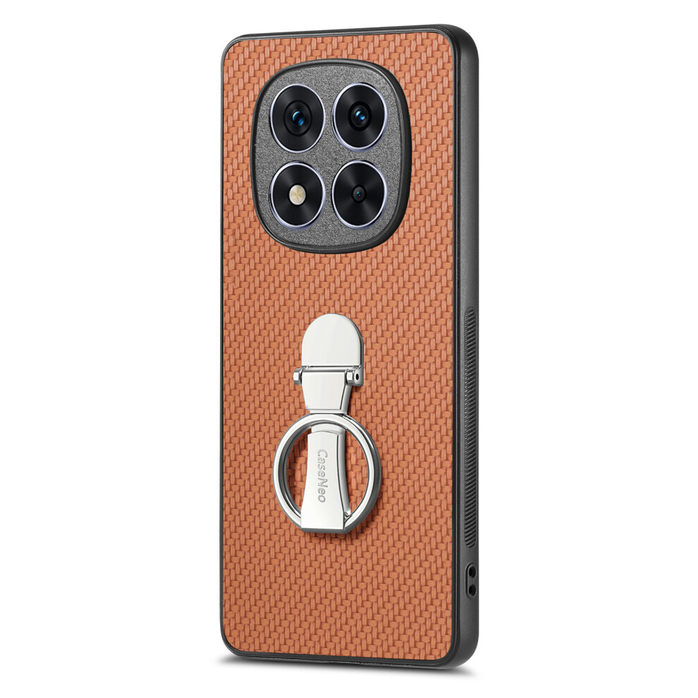 (Brown) C1-19 For Xiaomi Redmi Note 15 Pro+ 5G (Global) Case Folding Kickstand Leather Back Cover Carbon Fiber Texture Brown 6914290210091