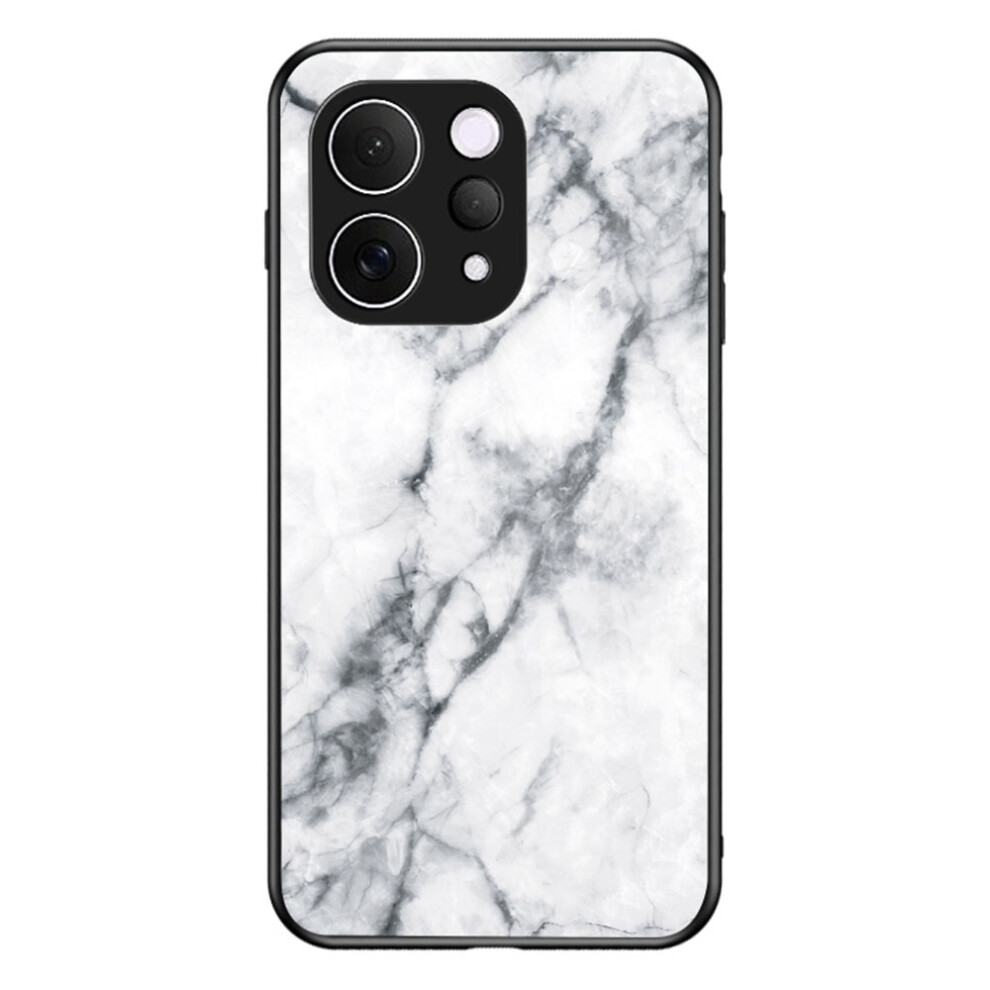 ( Marble) Phone Case For Vivo V70 5G / S50 5G Marble Pattern Tempered Glass + Pc + Tpu Protective Phone Cover White 6914298321539