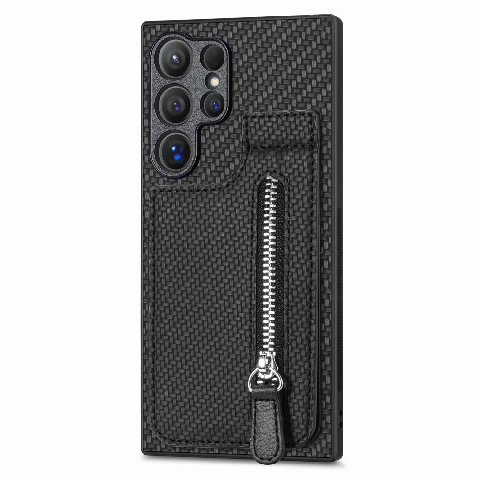 (Black) For Samsung Galaxy S26 Ultra Case Carbon Fiber Leather Coated Tpu + Pc Phone Cover Black 6914297158969