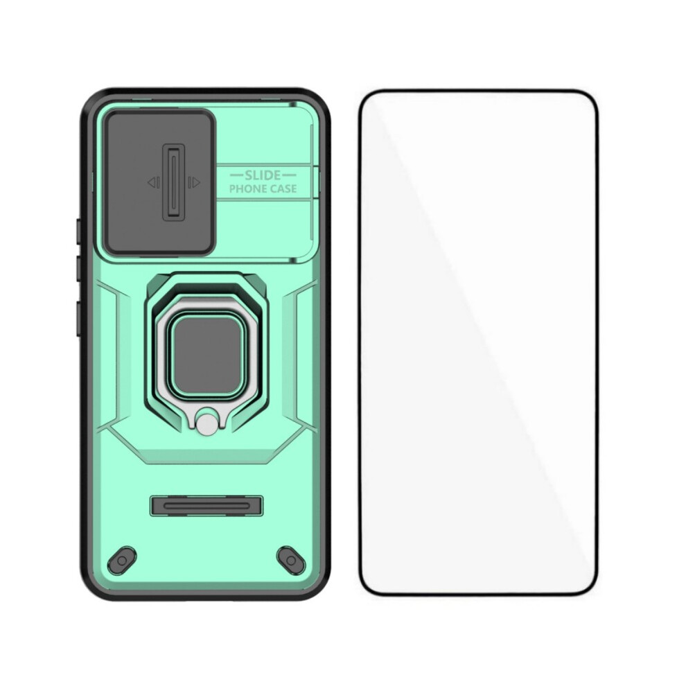 (Green) Wanlonfeng For Honor 400 5G (Global) Case Zdx Series Pc Tpu Kickstand Phone Back Case With Lens Cover + Tempered Glass Green 6914296295986