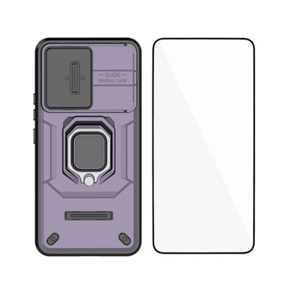 (Purple) Wanlonfeng For Honor 400 5G (Global) Case Zdx Series Pc Tpu Kickstand Phone Back Case With Lens Cover + Tempered Glass Purple 6914294127579