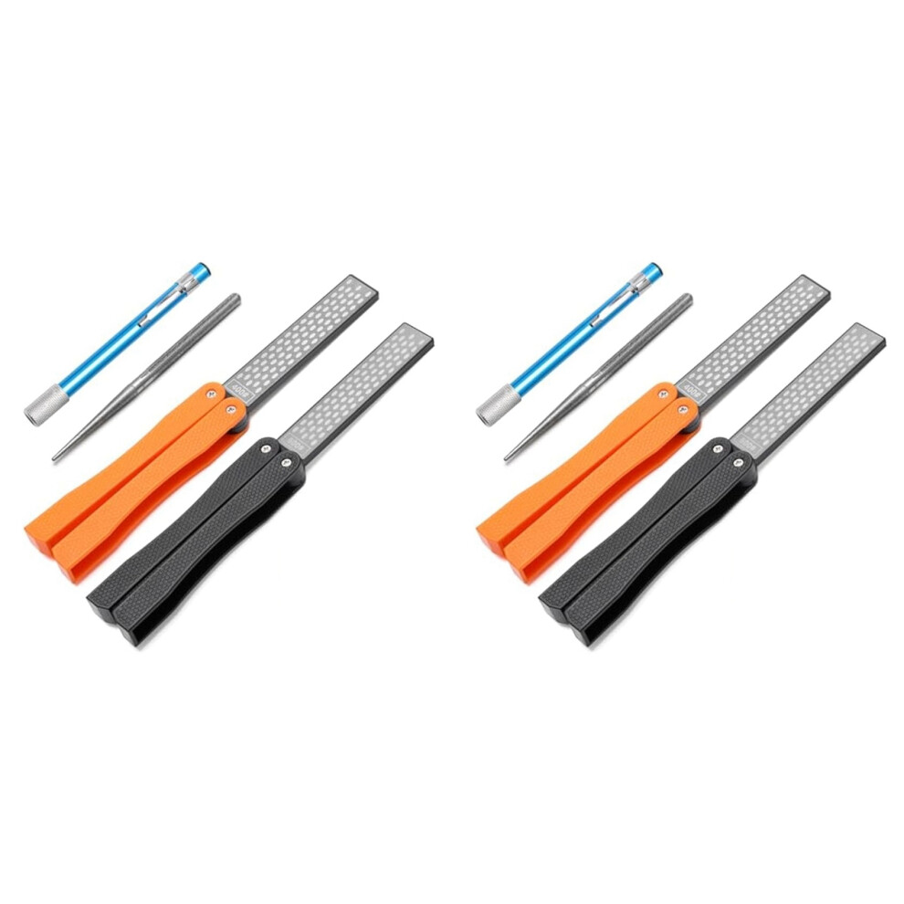 2X 2 Double-Sided Diamond Knife Sharpener/2 Retractable Diamond Sharpening Rod,Blade Sharpener Stone Pocket 6033986735813