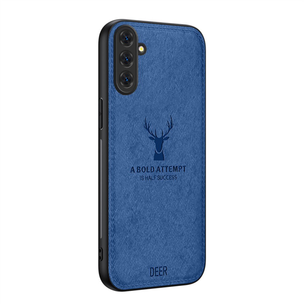 (Blue) For Samsung Galaxy A37 5G Case Deer Pattern Cloth Texture Pu + Pc + Tpu Phone Cover Blue 6914293093578