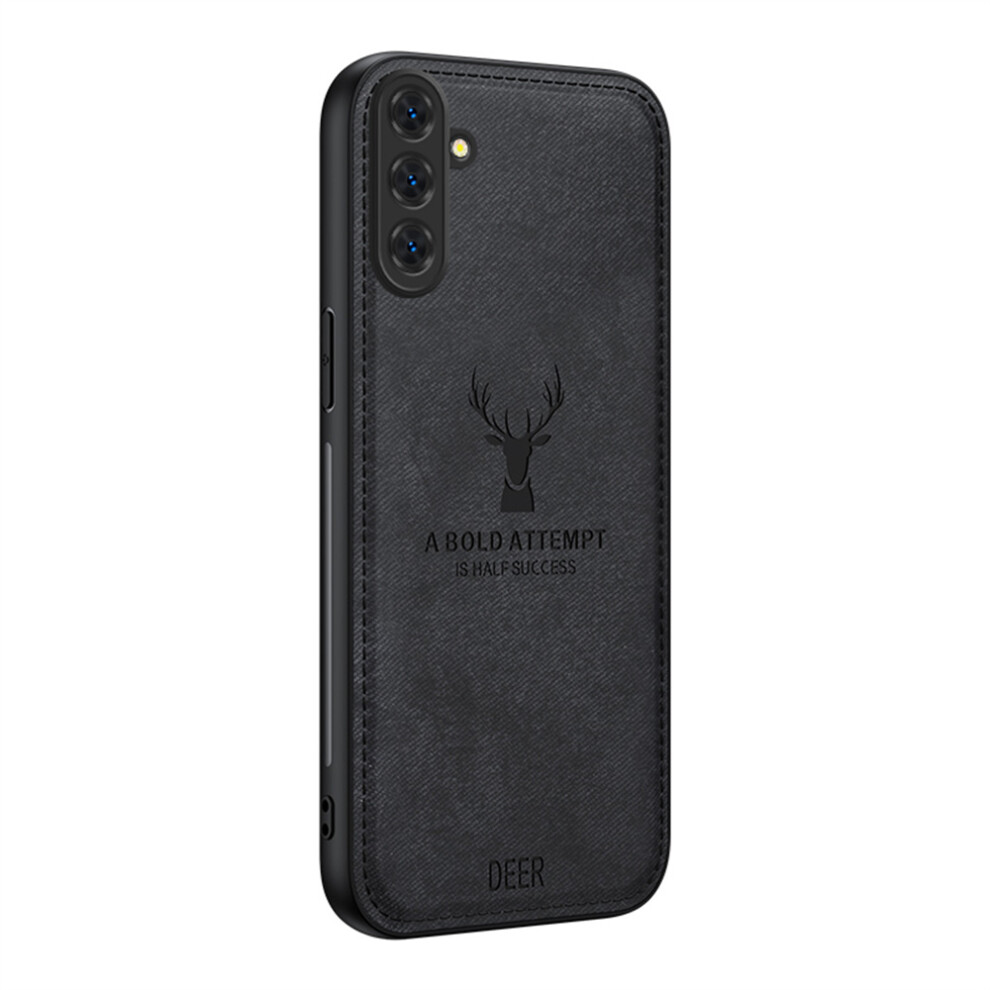 (Black) For Samsung Galaxy A37 5G Case Deer Pattern Cloth Texture Pu + Pc + Tpu Phone Cover Black 6914291727277