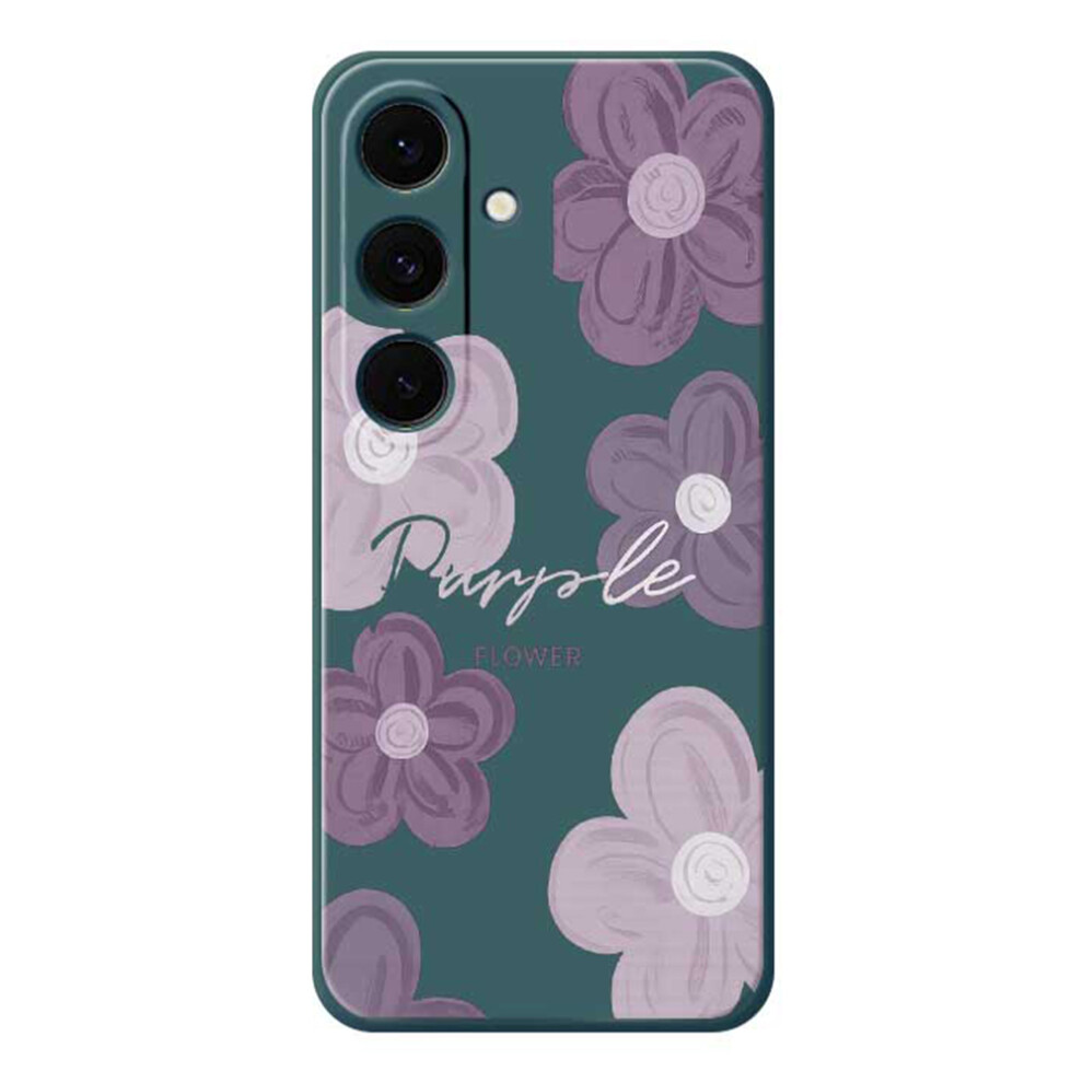 (Green) For Samsung Galaxy A37 5G Case Purple Flower Pattern Printing Straight Edge Tpu Phone Back Cover Green,Purple 6914291476830