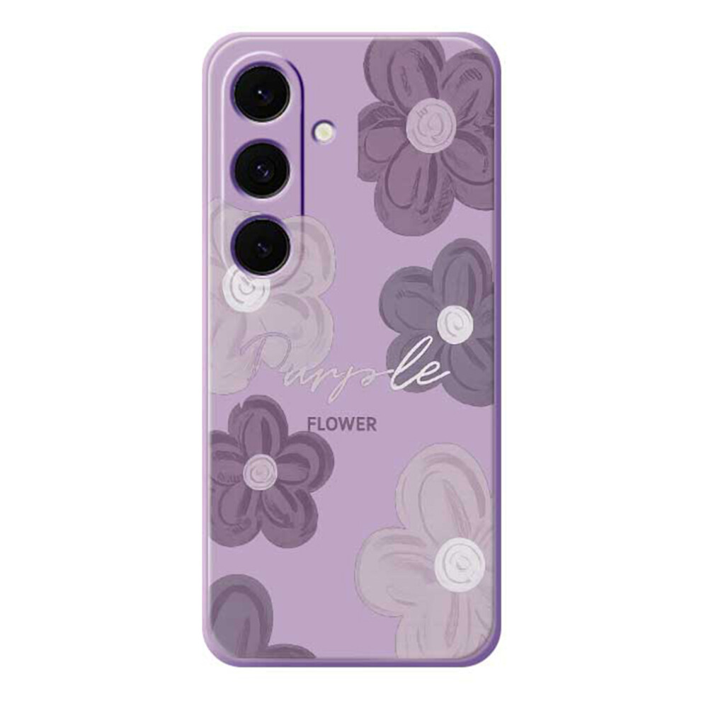 (Purple) For Samsung Galaxy A37 5G Case Flower Pattern Printing Straight Edge Tpu Phone Back Cover Purple 6914293158871