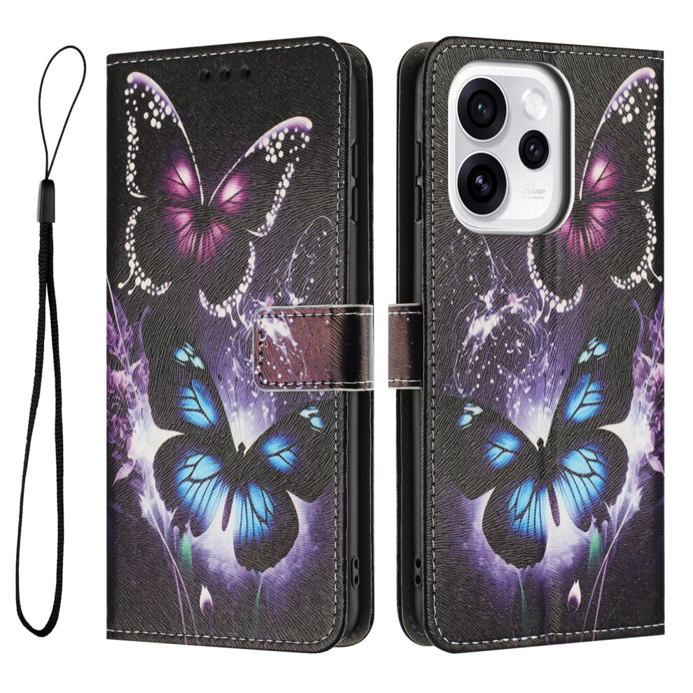 (Two Butterflies) For Oppo Reno15 Pro 5G (China) / Oppo Reno15 Pro Max 5G (Global) Wallet Case Pattern Printing Pu Leather Phone Cover Wit 6914294546936