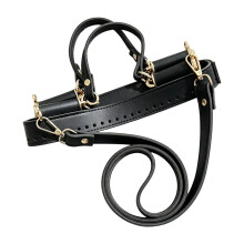 1 ensemble de sangles de sac en cuir PU, poignée de sac-Noir