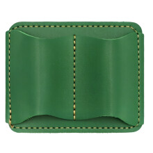 Retro PU Leather Double Pen Holder For Office Meetings-Green