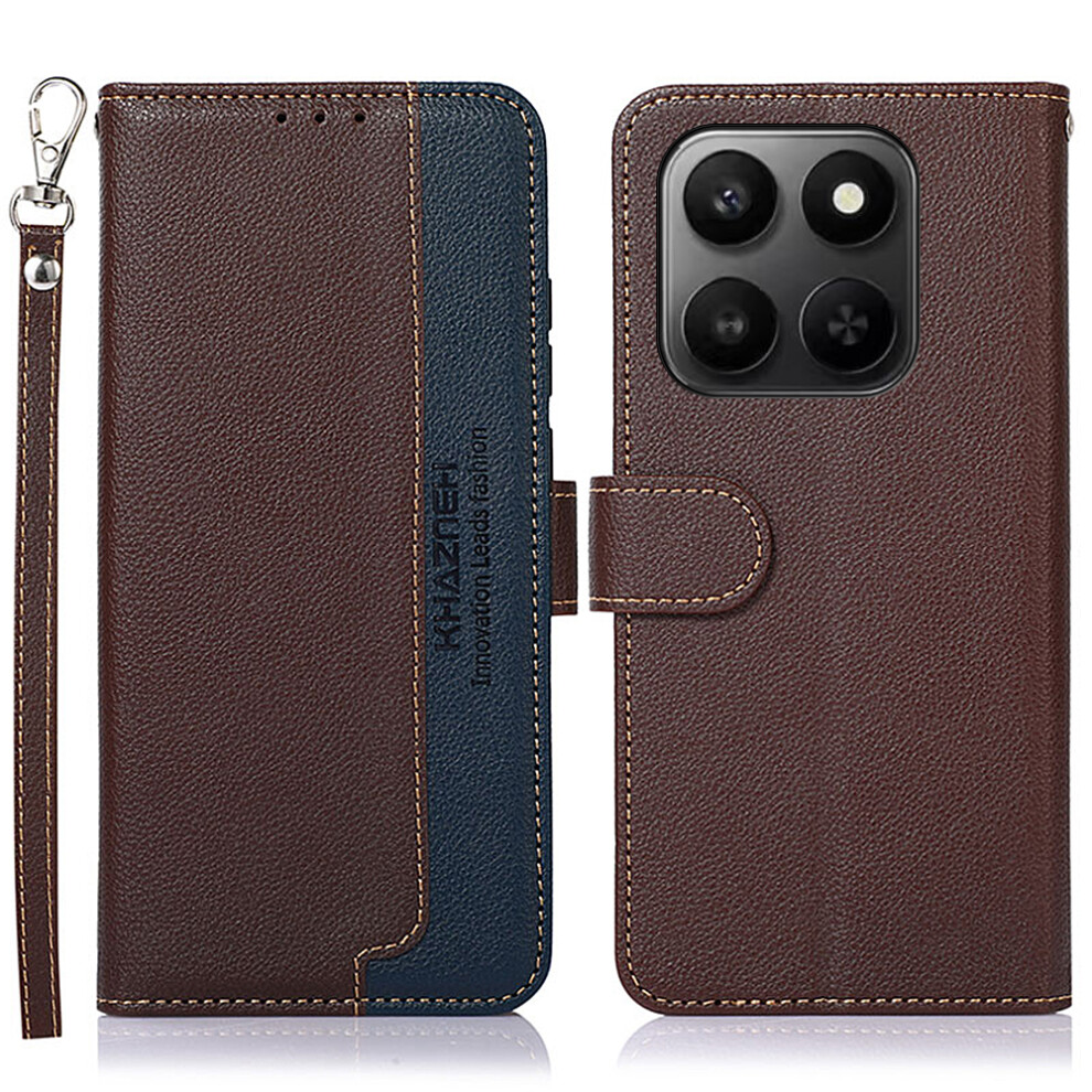 (Brown) Khazneh Phone Case For Honor X7d 5G / X7d 4G / 400 Smart 4G / 400 Smart 5G Rfid Blocking Wallet Litchi Texture Pu Brown 6914297617350