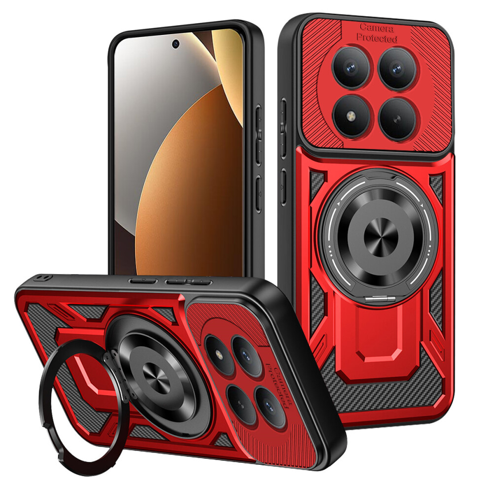 (Red) Magnetic Case For Xiaomi Poco M8 Pro 5G / Mi Note 15 Pro+ 5G (Global) Rotating Kickstand Tpu + Pc Phone Cover Red 6914299313885