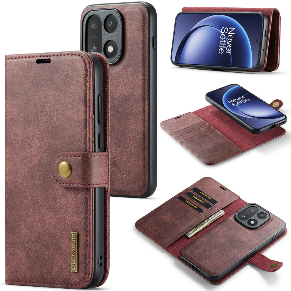 (Red) For Oneplus 15 5G Case Detachable Wallet Stand Split Leather Phone Cover Red 6914292708817