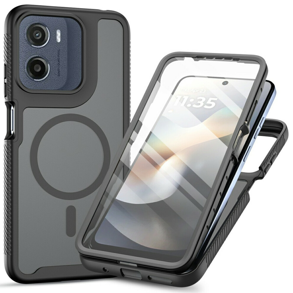 (Black) Magnetic Phone Case For Motorola Moto G17 Power 4G / G17 4G / G15 4G / G15 Power 4G / E15 4G / G05 4G 3 In 1 Translucent Black 6914291238865