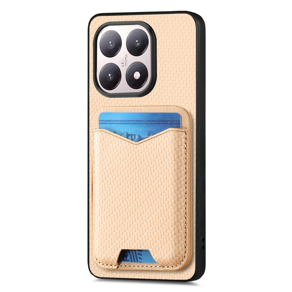 (Khaki) For Xiaomi 15T Case Card Holder Kickstand Carbon Fiber Texture Back Cover 6914291850005