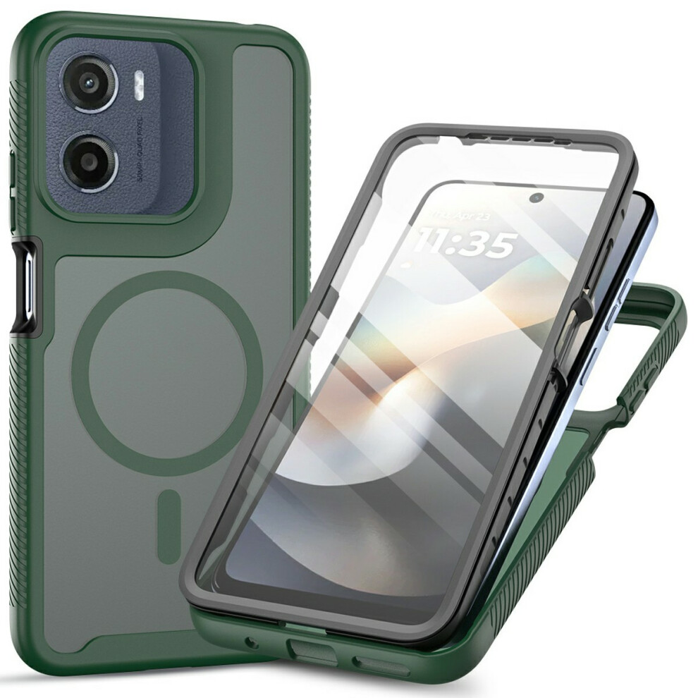 (Green) Magnetic Phone Case For Motorola Moto G17 Power 4G / G17 4G / G15 4G / G15 Power 4G / E15 4G / G05 4G 3 In 1 Translucent Green 6914295725378
