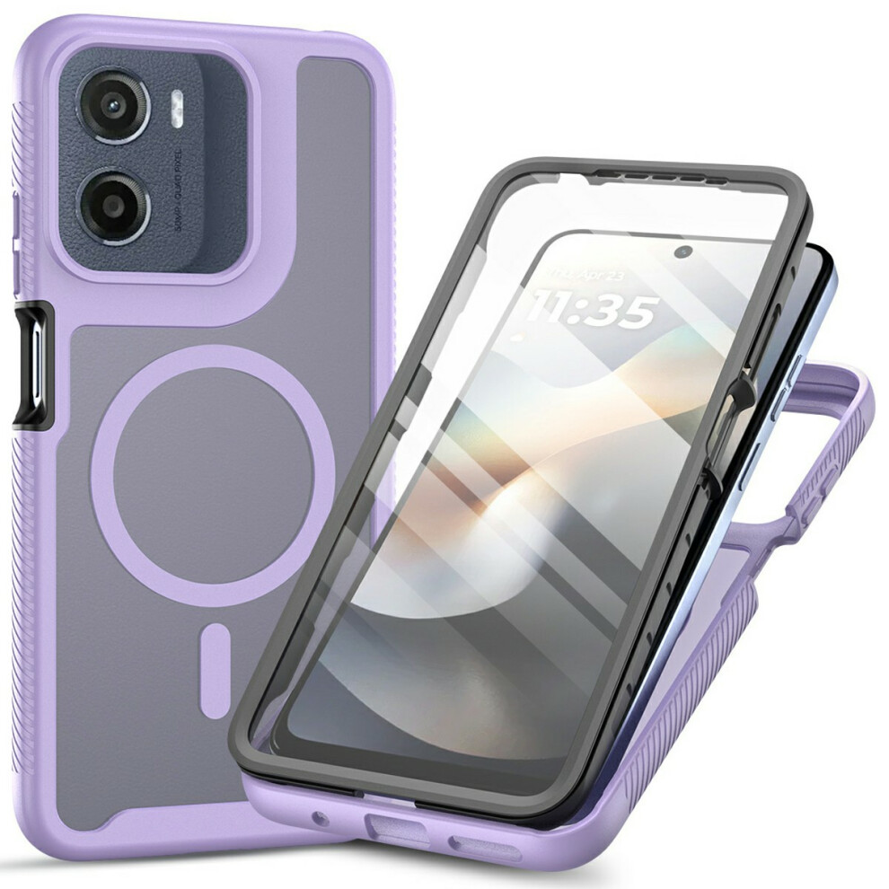 (Purple) Magnetic Phone Case For Motorola Moto G17 Power 4G / G17 4G / G15 4G / G15 Power 4G / E15 4G / G05 4G 3 In 1 Translucent Purple 6914299233534