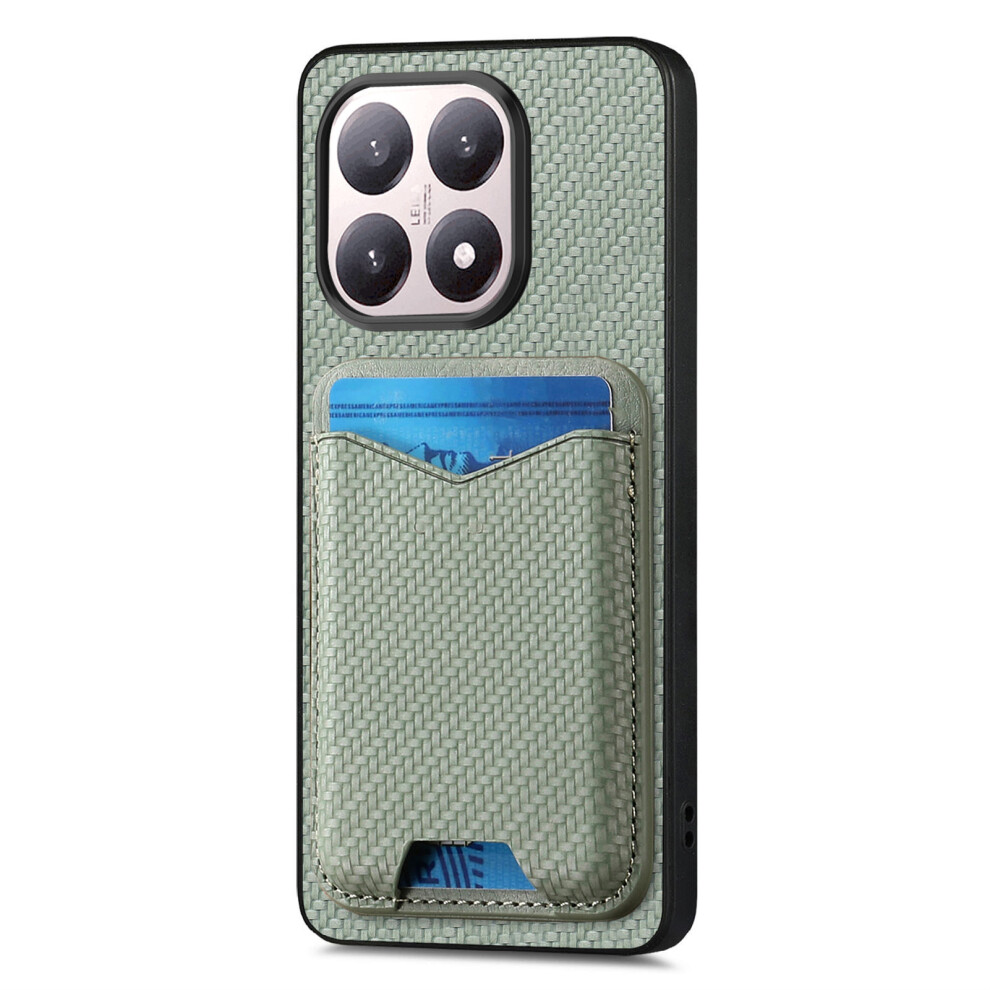 (Green) For Xiaomi 15T Case Card Holder Kickstand Carbon Fiber Texture Back Cover Green 6914299566410