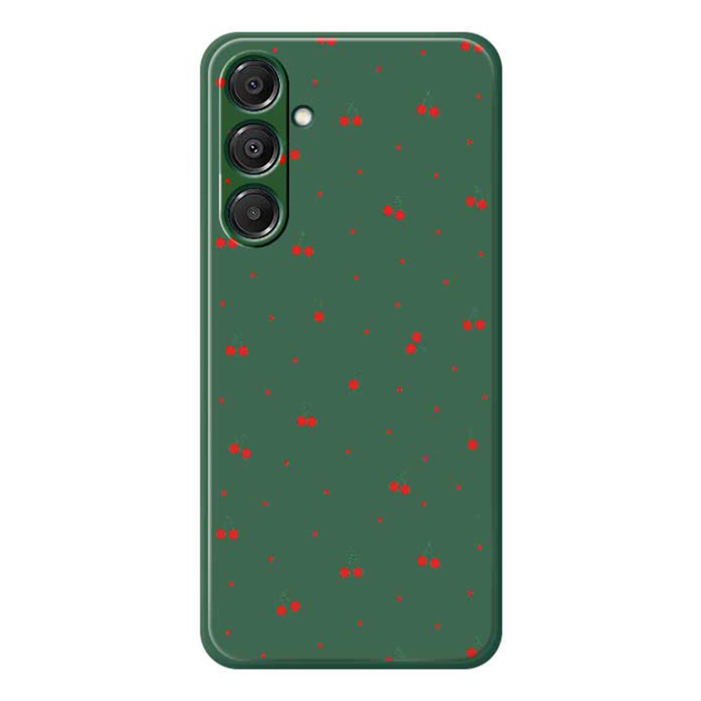 (Green) For Samsung Galaxy A37 5G Case Red Cherry Pattern Printing Straight Edge Tpu Phone Back Cover Green,Red 6914296570281