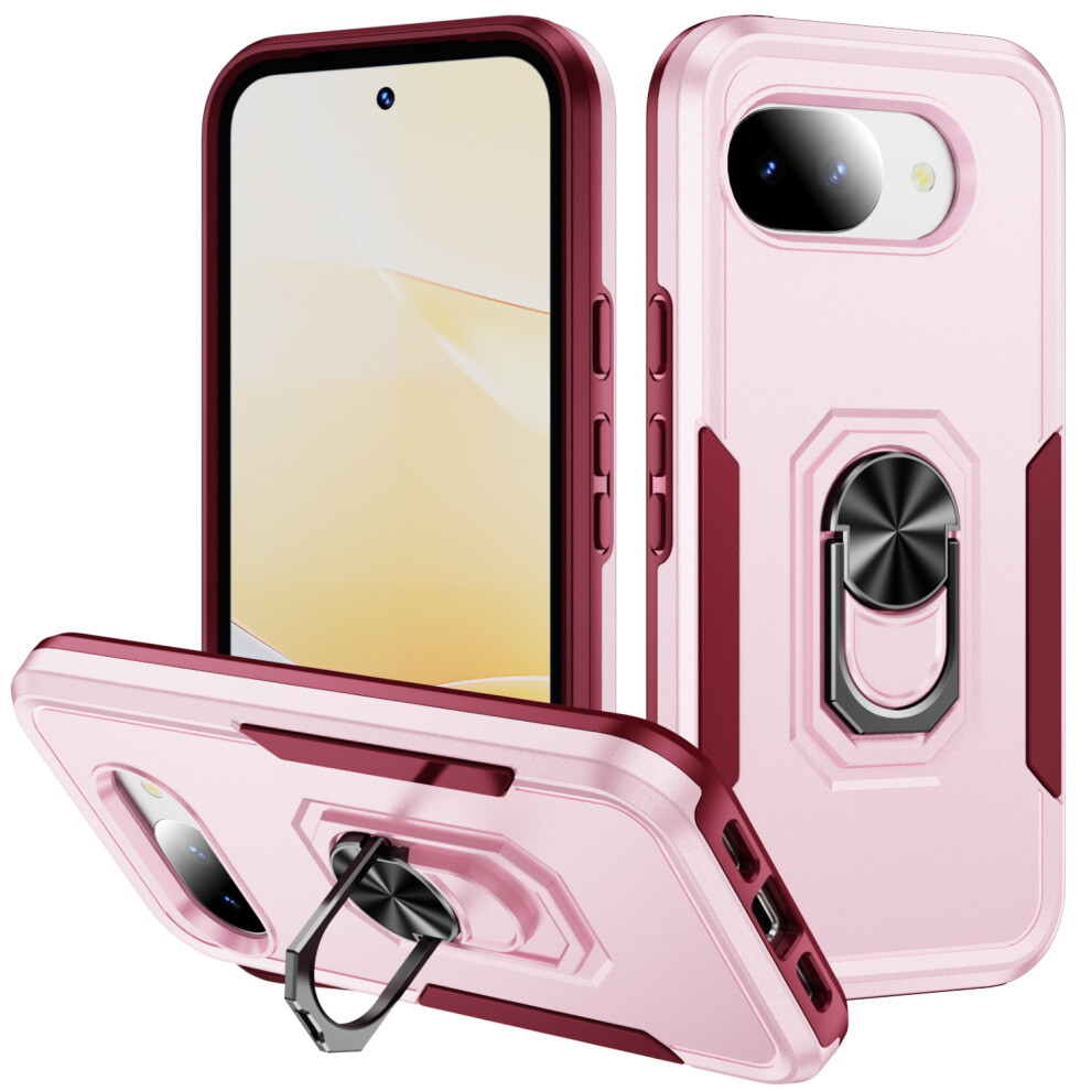 ( + Rose) For Google Pixel 10A Case Military Grade Ring Kickstand Pc + Tpu Phone Cover Pink 6914295310246