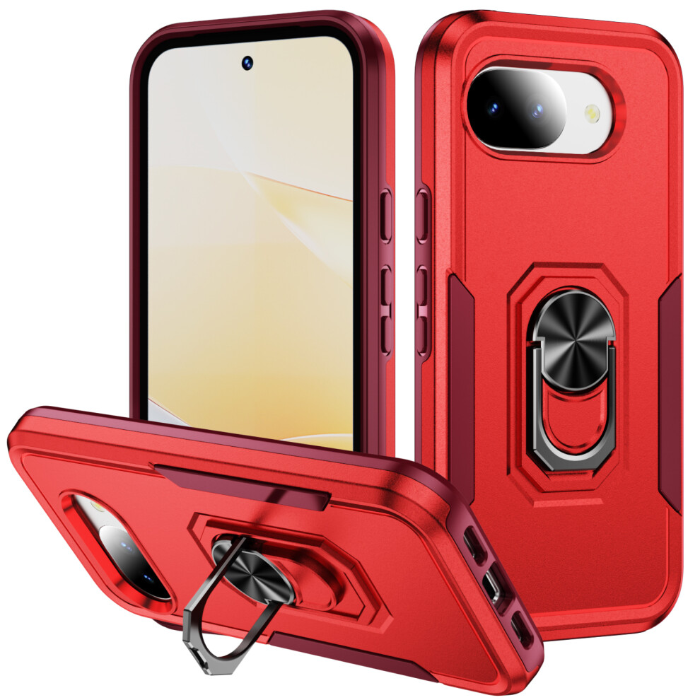 ( + Rose) For Google Pixel 10A Case Military Grade Ring Kickstand Pc + Tpu Phone Cover Red 6914291048099