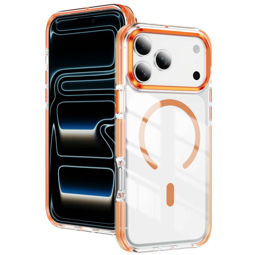 (Orange) For Iphone 17 Pro Case Compatible With Magsafe Tpu Pc Acrylic Shockproof Clear Phone Back Cover Orange 6914298971017