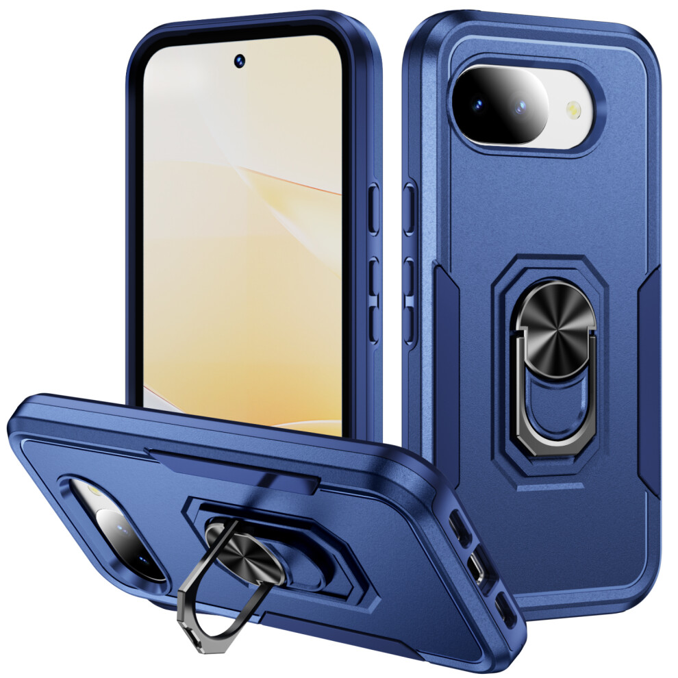 (Blue) For Google Pixel 10A Case Military Grade Ring Kickstand Pc + Tpu Phone Cover Blue 6914298719114