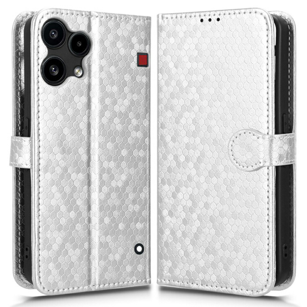(Silver) For Nothing Phone (3A) Lite 5G Wallet Case Dot Pattern Imprint Pu Leather Phone Cover With Wrist Strap Silver 6914297227801
