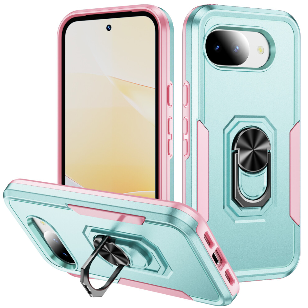 (Green + Pink) For Google Pixel 10A Case Military Grade Ring Kickstand Pc + Tpu Phone Cover Pink,Green 6914291826512