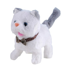 Battery Powered Furry Plush Cats Electric Pet Toy With-Gray