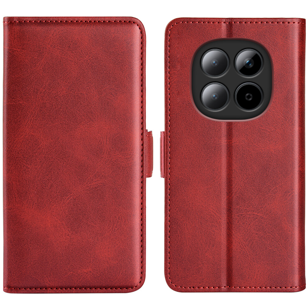 (Red) For Xiaomi Poco M8 5G / Mi Note 15 5G (Global) Case Calf Texture Leather Wallet Phone Cover Red 6914290734634