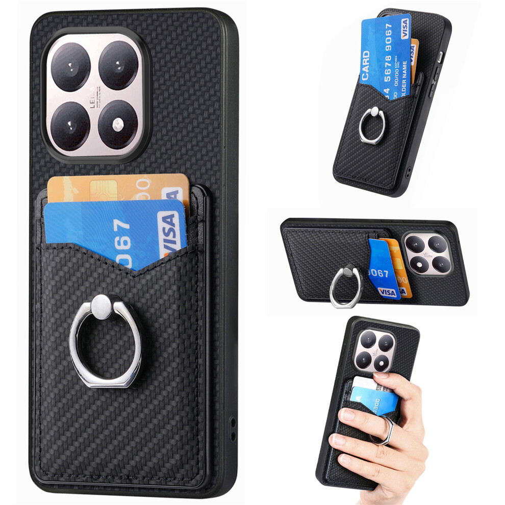 (Black) For Xiaomi 15T Case Pu Leather Coated Pc+Tpu Phone Cover With Ring Holder Card Slots Black 6914293303301
