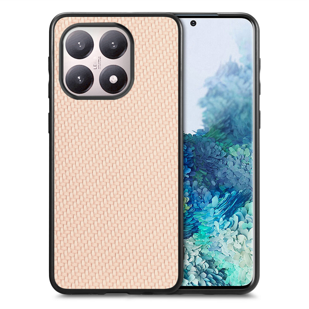 (Apricot) For Xiaomi 15T Case Carbon Fiber Texture Pu Leather + Pc + Tpu Phone Cover 6914293477019