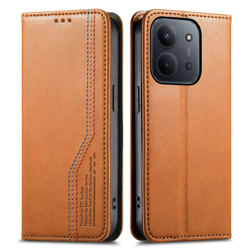 (Brown) Wallet Case For Xiaomi Poco C85 4G (173Mm) / Redmi 15C 4G (Eu) (173Mm) / 15C 5G (Eu) (173Mm) Tri-Color Stitching Lea Brown 6914298942772