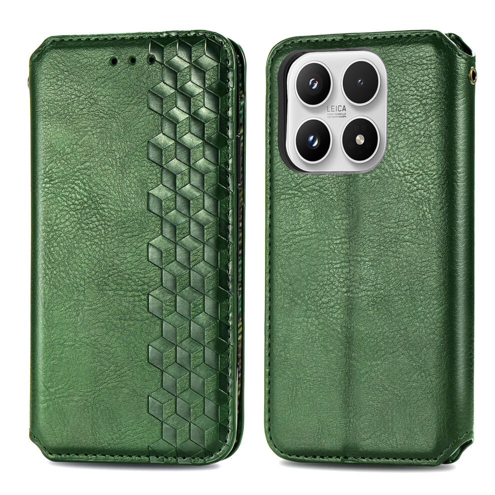 (Green) For Xiaomi 17 Case Rhombus Imprint Pu Leather Wallet Phone Cover Green 6914290962648