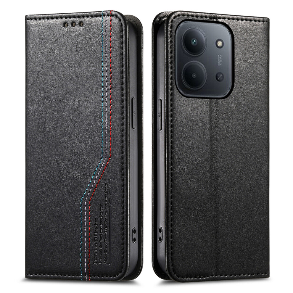 (Black) Wallet Case For Xiaomi Poco C85 4G (173Mm) / Redmi 15C 4G (Eu) (173Mm) / 15C 5G (Eu) (173Mm) Tri-Color Stitching Lea Black 6914294909045