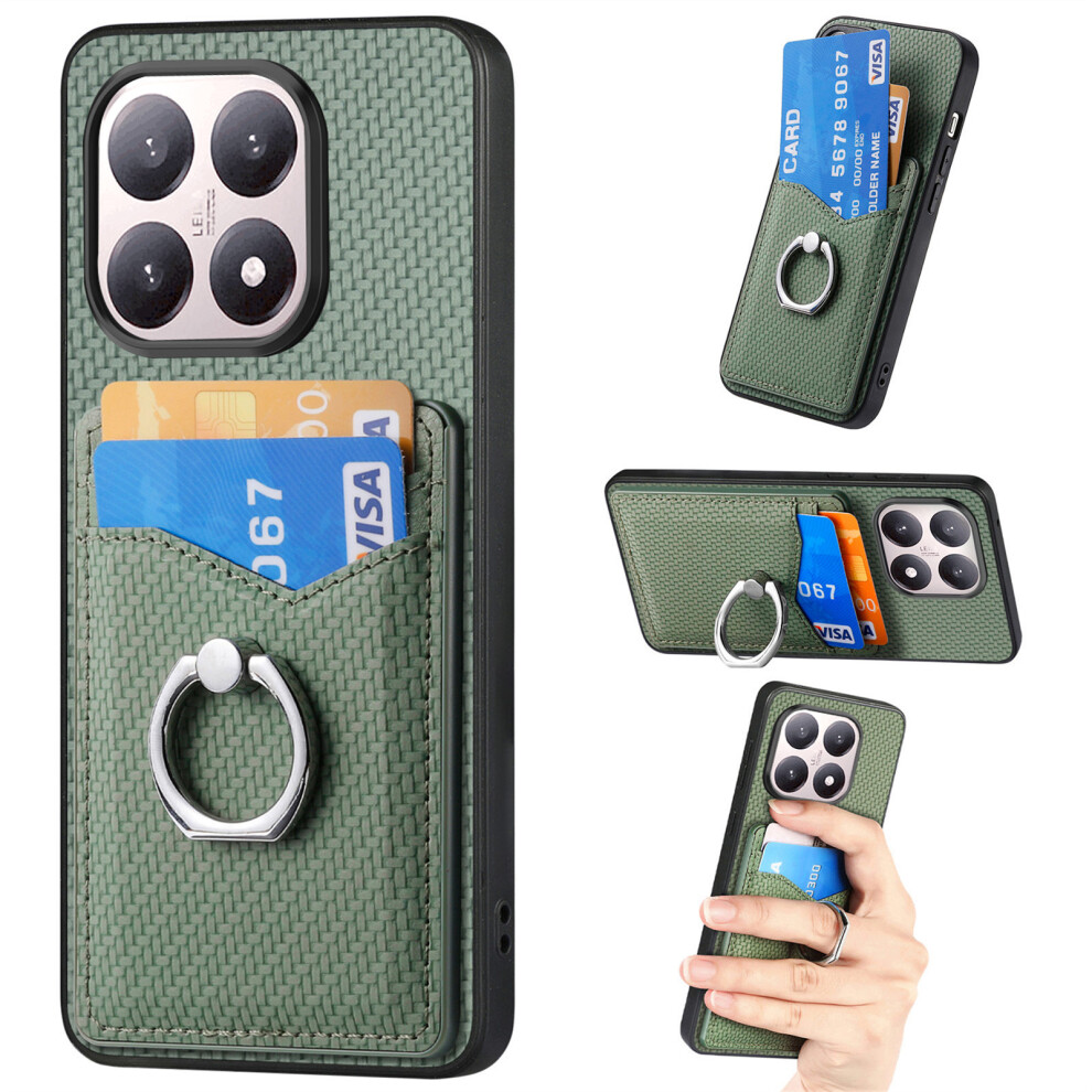 (Green) For Xiaomi 15T Case Pu Leather Coated Pc+Tpu Phone Cover With Ring Holder Card Slots Green 6914297197265