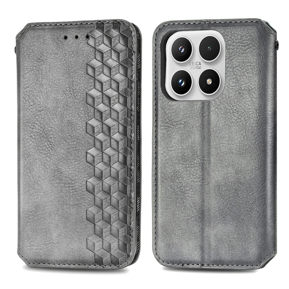 (Grey) For Xiaomi 17 Case Rhombus Imprint Pu Leather Wallet Phone Cover Grey 6914299277149