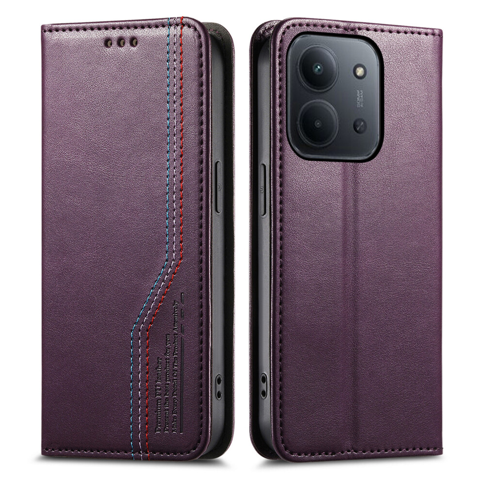 (Purple) Wallet Case For Xiaomi Poco C85 4G (173Mm) / Redmi 15C 4G (Eu) (173Mm) / 15C 5G (Eu) (173Mm) Tri-Color Stitching Lea Purple 6914297025926