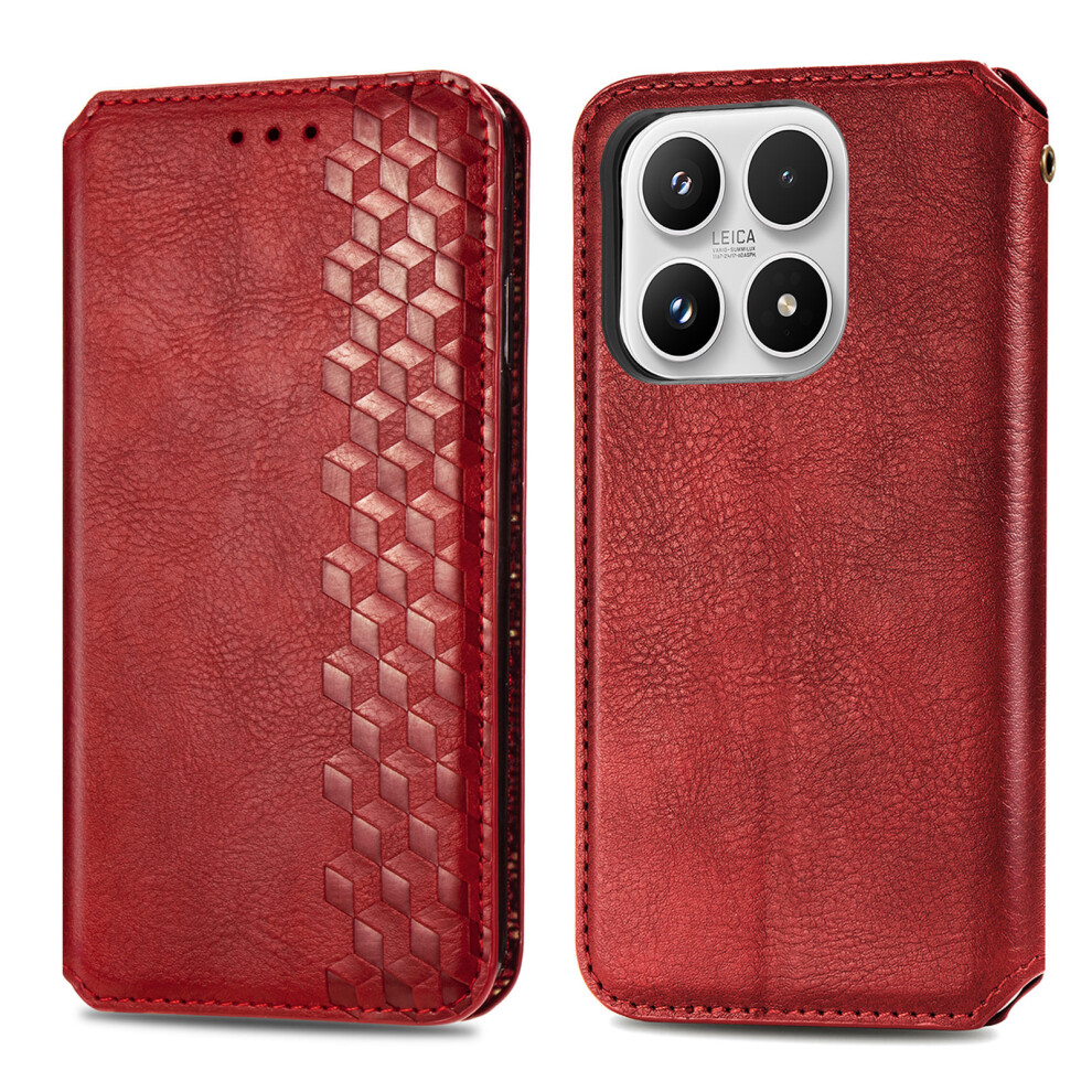(Red) For Xiaomi 17 Case Rhombus Imprint Pu Leather Wallet Phone Cover Red 6914299326434