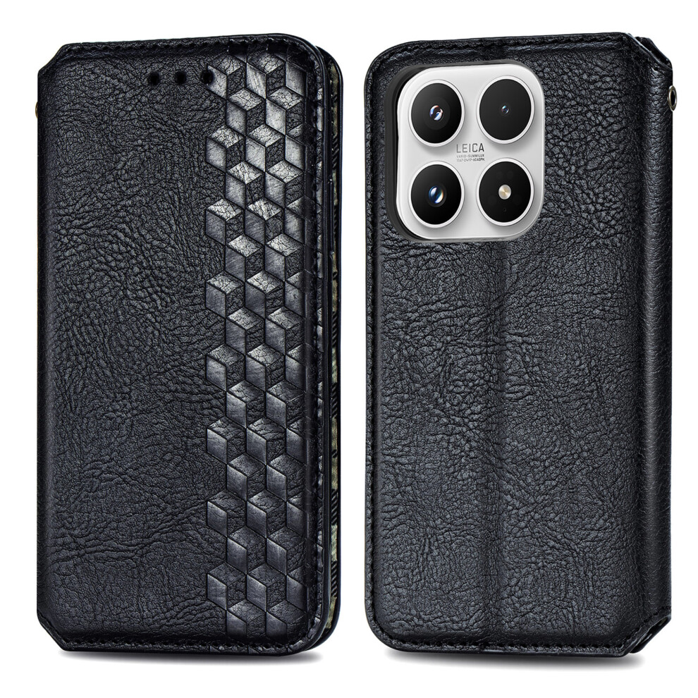 (Black) For Xiaomi 17 Case Rhombus Imprint Pu Leather Wallet Phone Cover Black 6914296356007