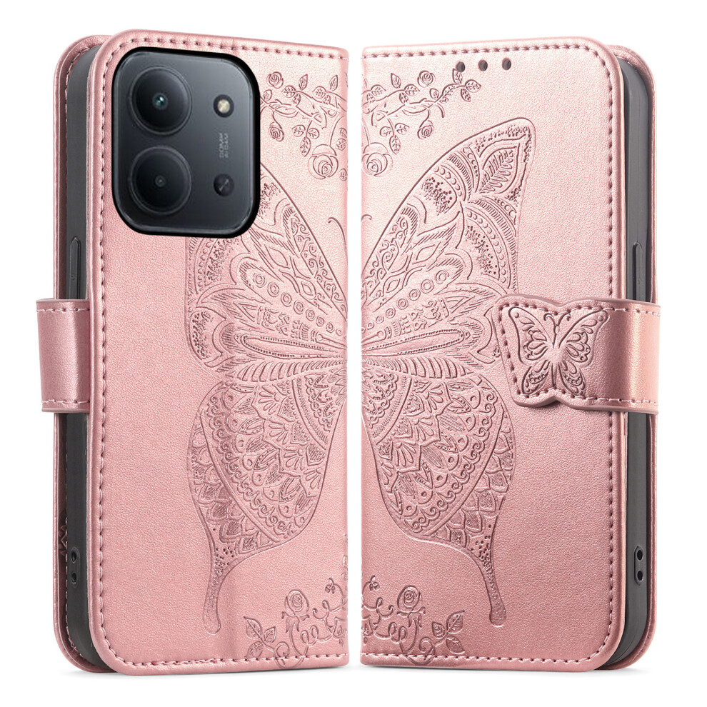 (Rose ) Phone Case For Xiaomi Poco C85 4G (173Mm) / Redmi 15C 4G (Eu) (173Mm) / 15C 5G (Eu) (173Mm) With Strap Butterfly Pat Gold 6914292358081