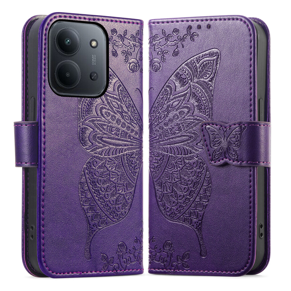 (Dark ) Phone Case For Xiaomi Poco C85 4G (173Mm) / Redmi 15C 4G (Eu) (173Mm) / 15C 5G (Eu) (173Mm) With Strap Butterfly Pat Purple 6914292851797