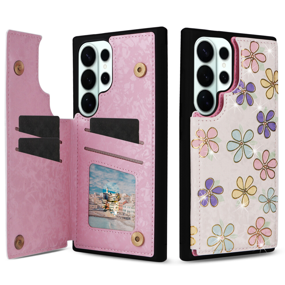 (Flowers) For Samsung Galaxy S26 Ultra Case Flower Leather Tpu Rfid Blocking Phone Cover Card Slots 6914292371455