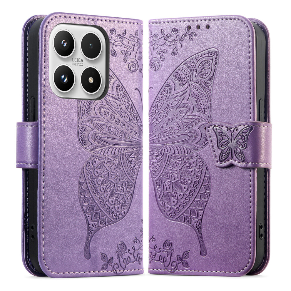 (Light ) For Xiaomi 17 Case With Strap Butterfly Pattern Pu Leather Wallet Phone Cover Purple 6914291807177
